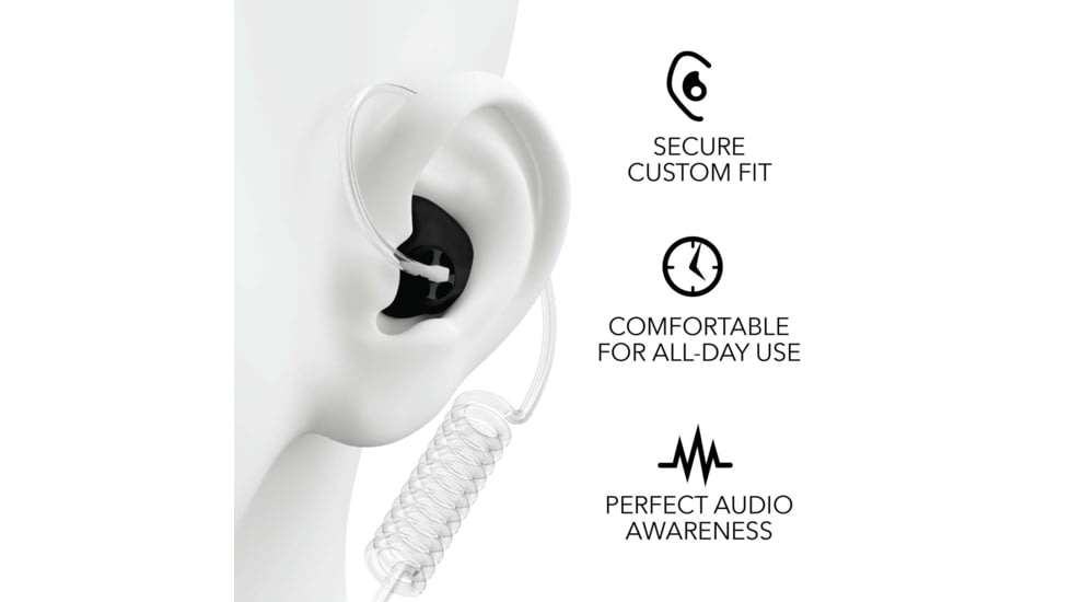Decibullz Custom Moldable Surveillance Earpieces w/Awareness, Black, RTL-RDO-AWA-BLK