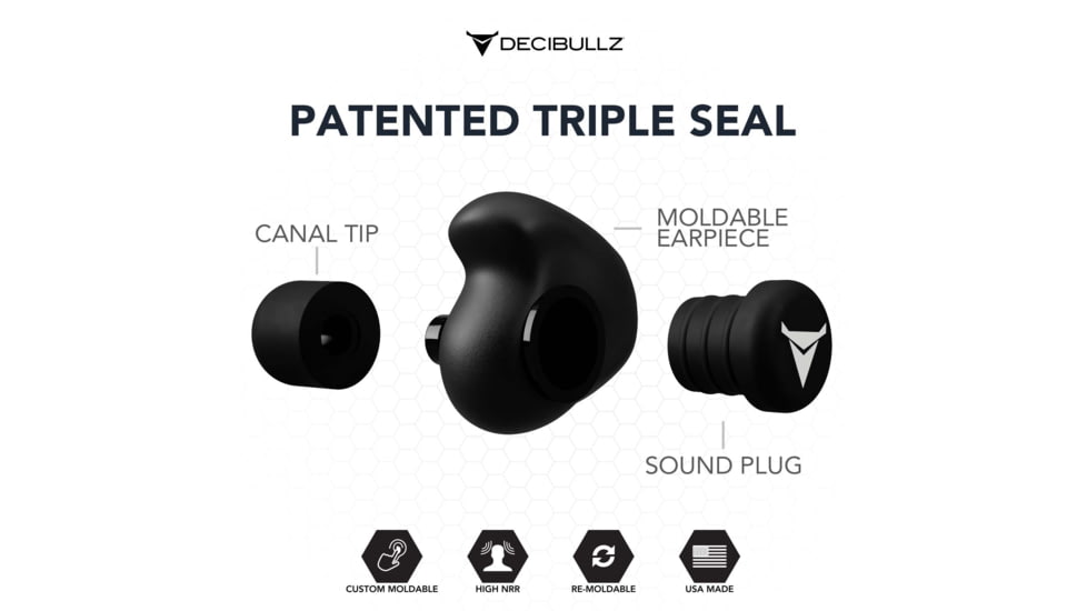 Decibullz Custom Molded Earplugs, Black, Standard, PLG1-BLK