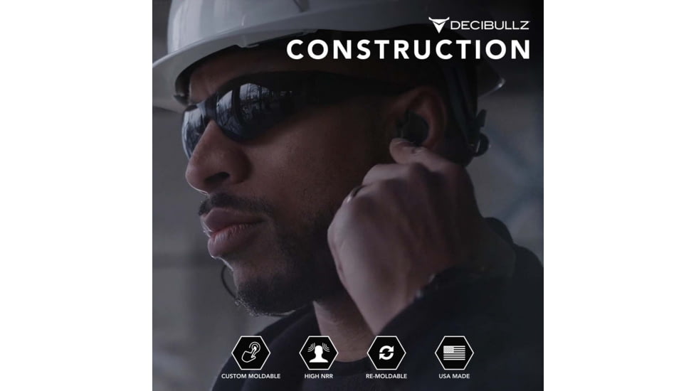 Decibullz Custom Molded Earplugs, Black, Standard, PLG1-BLK