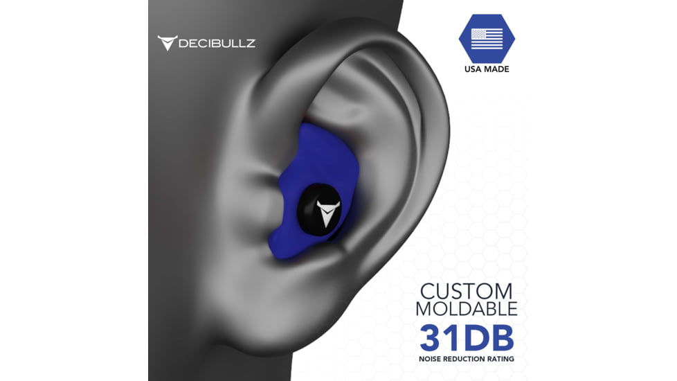 Decibullz Custom Molded Earplugs, Blue, Standard, PLG1-BLU