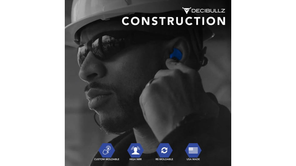 Decibullz Custom Molded Earplugs, Blue, Standard, PLG1-BLU