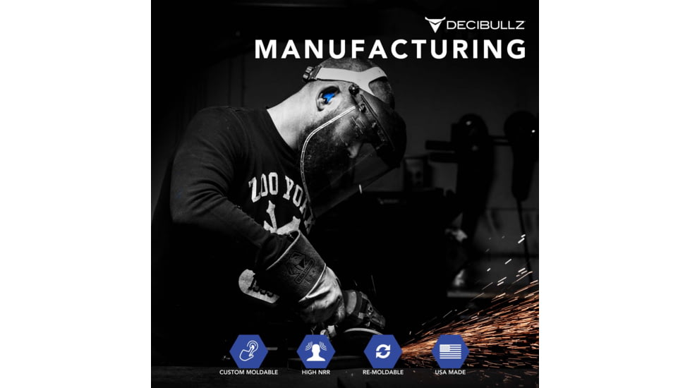 Decibullz Custom Molded Earplugs, Blue, Standard, PLG1-BLU