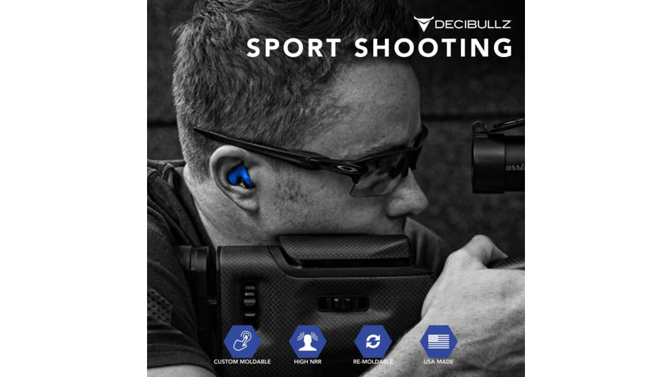 Decibullz Custom Molded Earplugs, Blue, Standard, PLG1-BLU