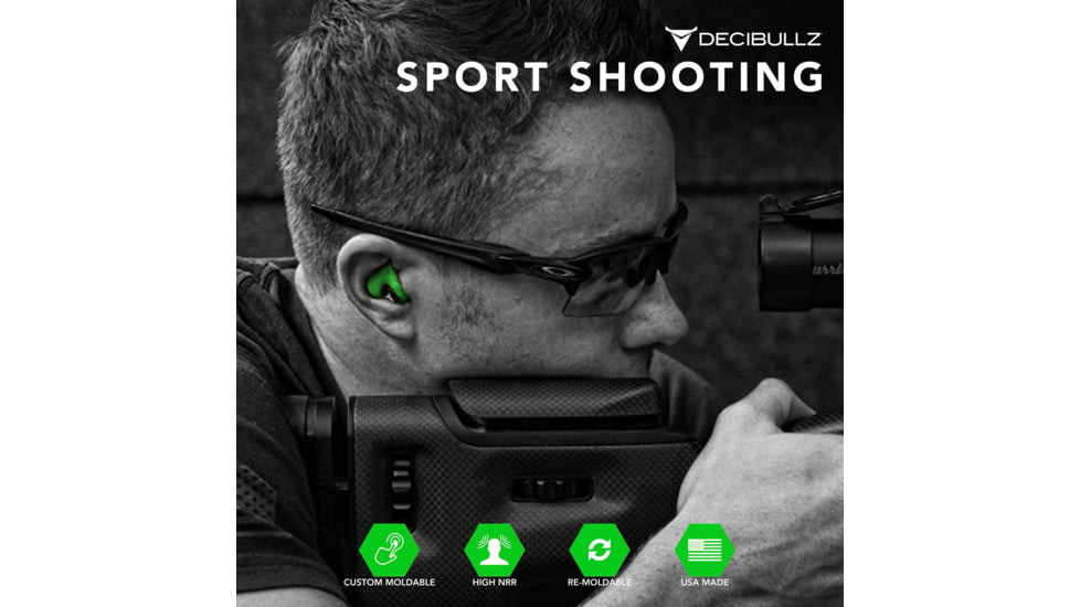 Decibullz Custom Molded Earplugs, Green, Standard, PLG1-GRN