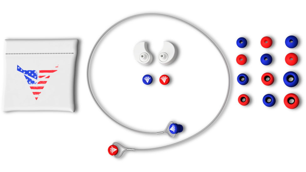 Decibullz Custom Molded Earplugs, Limited USA Edition, Red/White/Blue, PLG1-USA