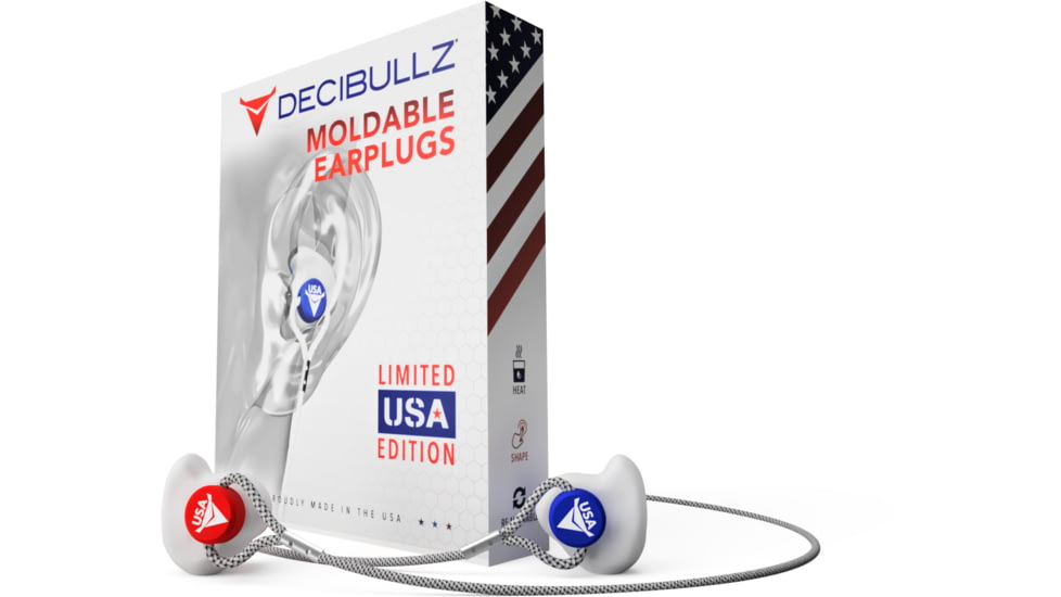 Decibullz Custom Molded Earplugs, Limited USA Edition, Red/White/Blue, PLG1-USA