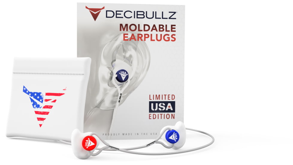 Decibullz Custom Molded Earplugs, Limited USA Edition, Red/White/Blue, PLG1-USA