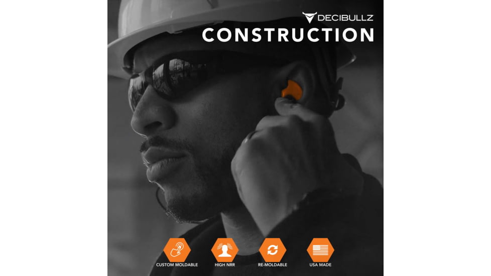 Decibullz Custom Molded Earplugs, Orange, Standard, PLG1-ORG