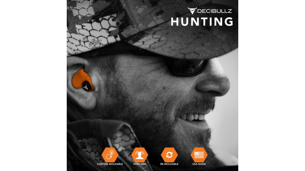 Decibullz Custom Molded Earplugs, Orange, Standard, PLG1-ORG