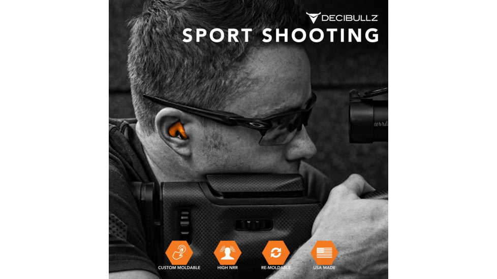 Decibullz Custom Molded Earplugs, Orange, Standard, PLG1-ORG