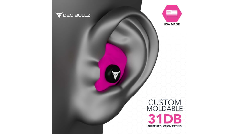 Decibullz Custom Molded Earplugs, Pink, Standard, PLG1-PNK