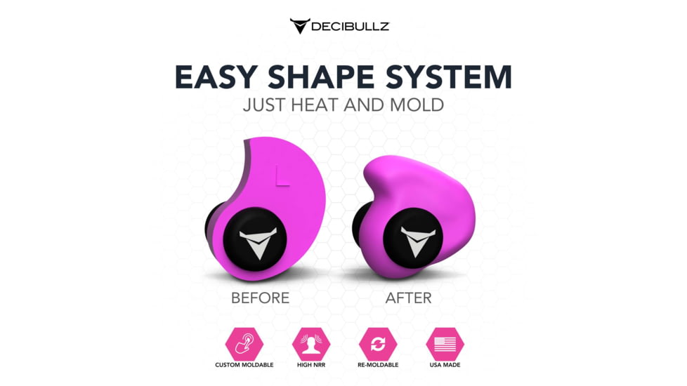 Decibullz Custom Molded Earplugs, Pink, Standard, PLG1-PNK