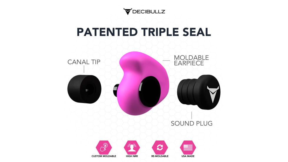 Decibullz Custom Molded Earplugs, Pink, Standard, PLG1-PNK