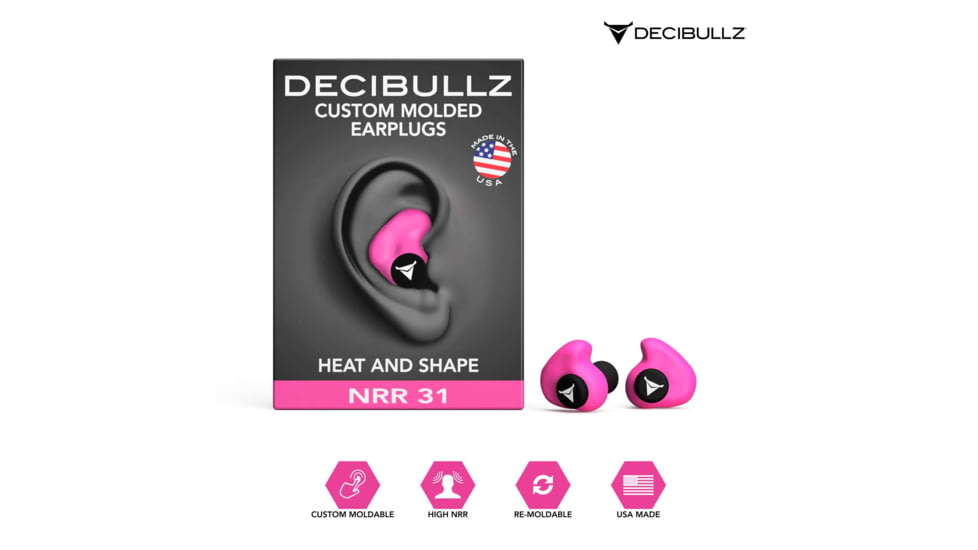 Decibullz Custom Molded Earplugs, Pink, Standard, PLG1-PNK