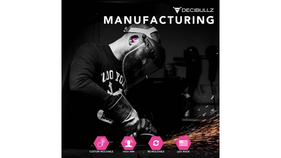 Decibullz Custom Molded Earplugs, Pink, Standard, PLG1-PNK