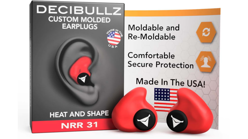 Decibullz Custom Molded Earplugs, Red, Standard, PLG1-RED