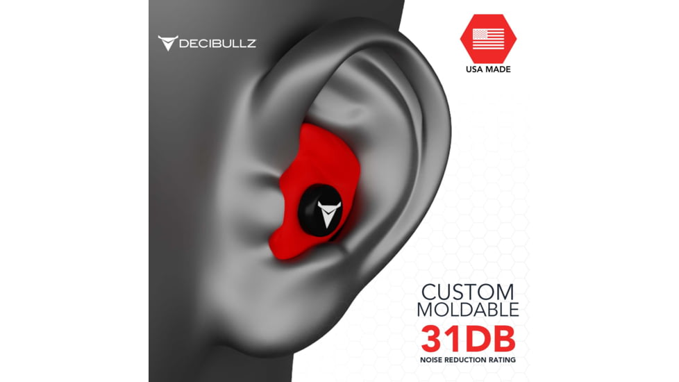 Decibullz Custom Molded Earplugs, Red, Standard, PLG1-RED