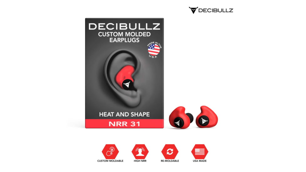 Decibullz Custom Molded Earplugs, Red, Standard, PLG1-RED