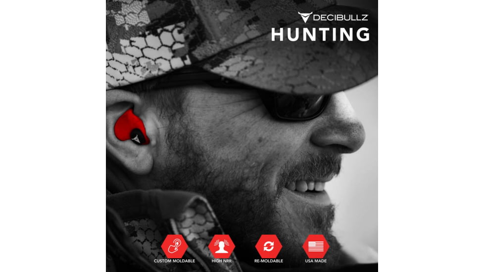 Decibullz Custom Molded Earplugs, Red, Standard, PLG1-RED