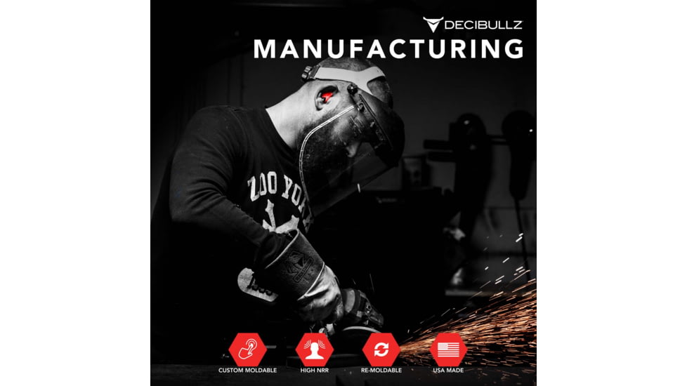 Decibullz Custom Molded Earplugs, Red, Standard, PLG1-RED