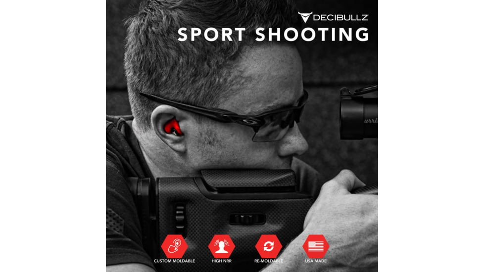 Decibullz Custom Molded Earplugs, Red, Standard, PLG1-RED