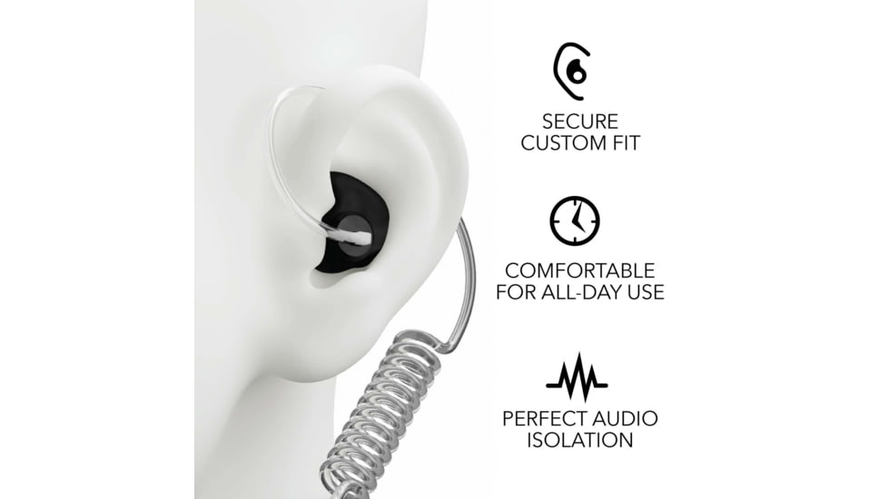 Decibullz Custom Molded Surveillance Earpieces w/Isolation, Black, RTL-RDO-ISO-BLK