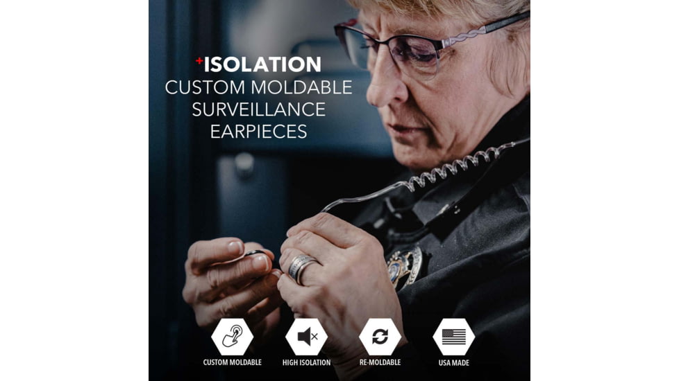 Decibullz Custom Molded Surveillance Earpieces w/Isolation, Black, RTL-RDO-ISO-BLK