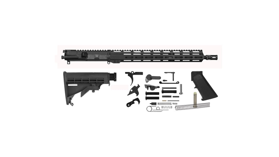 Del-Ton 16in Mid-Length Light-Weight Rifle Kit w/15in MLOK FF, M4 Stock, 1-7 Twist, Black, RKT125