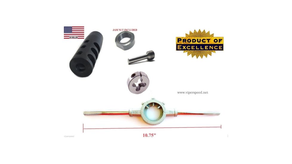 DELTAC Slingshot Muzzle Brake For AK47/SKS w/Complete Threading Kit Combo,Black, PKG128-7.62, EDEMO1