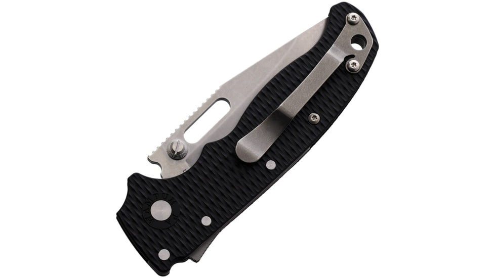 Demko AD 20.5 Shark-Lock D2 Steel Folding Knife, 4.38in Closed, 3.25in Stonewash D2 Tool Steel Clip Point Blade, Black Checkered G10 Handle, AD20.5F15