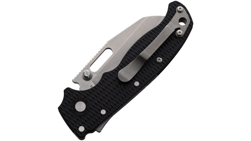 Demko AD 20.5 Shark-Lock D2 Steel Folding Knife, 4.38in Closed, 3.25in Stonewash D2 Tool Steel Wharncliffe Blade, Black Checkered G10 Handle, AD20.5F25
