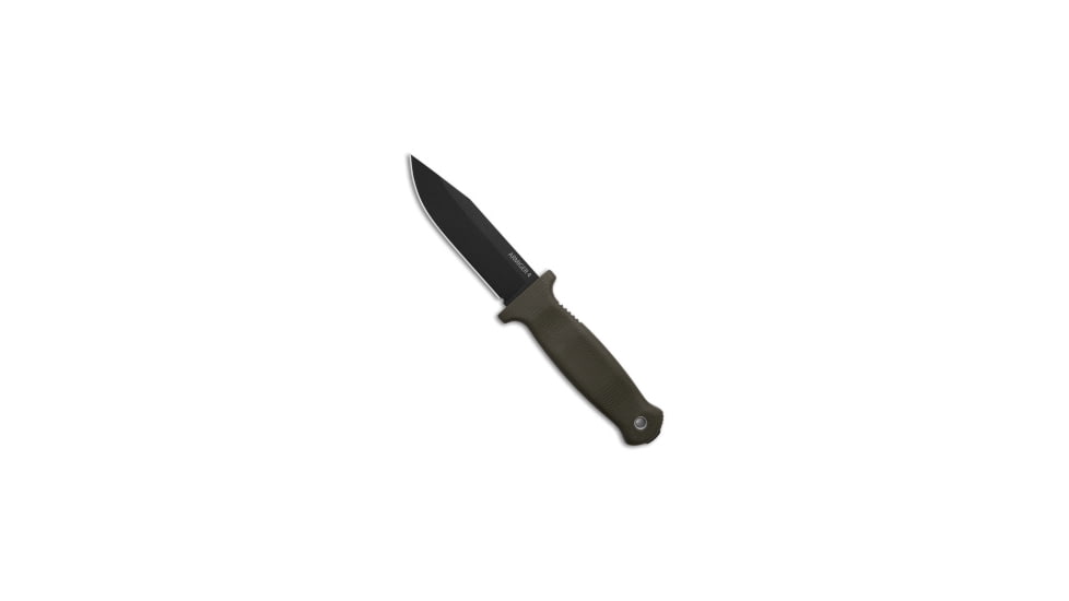 Demko Knives Demko Armiger 4 Clip Point Fixed Blade Knife OD Green Rubber 4" Black, OD Green, 80CrV2, adult, BHQ-190938