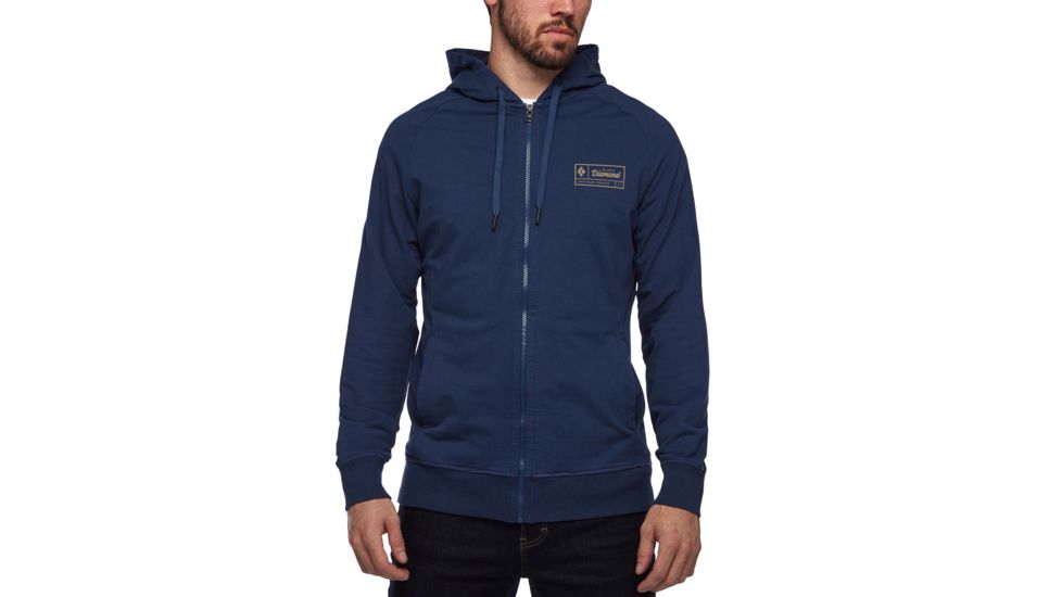 Demo, Black Diamond Heritage Logo FZ Hoodie - Mens, Ink Blue, Medium, AP7300284014MED1