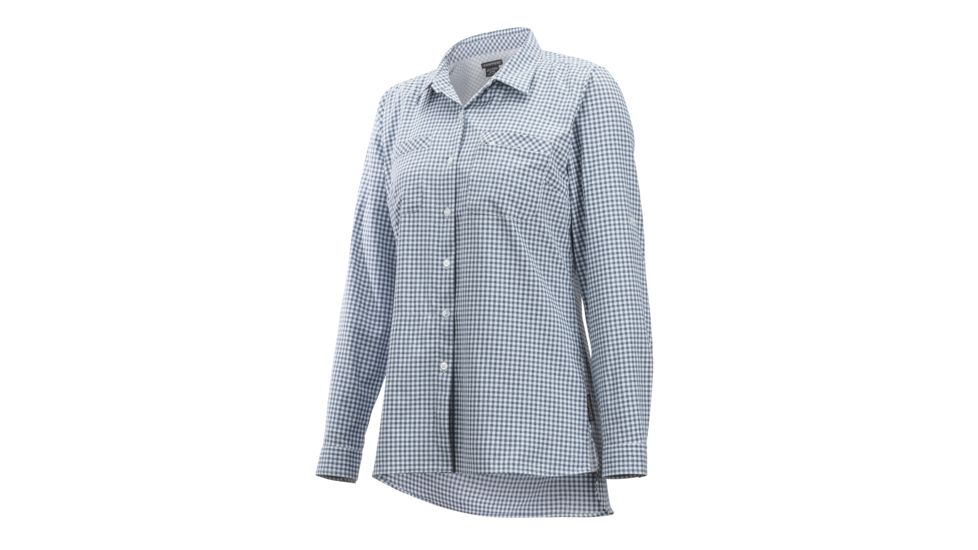 Demo, ExOfficio Palata Check Long Sleeve - Women's, White/Navy, Small, 2001-3217-White/Navy-S