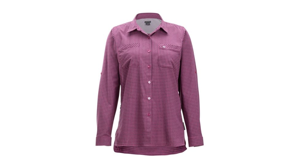 Demo, ExOfficio Palata Check Long Sleeve - Womens, Rosebay/Navy, Small, 2001-3217-Rosebay/Navy-S