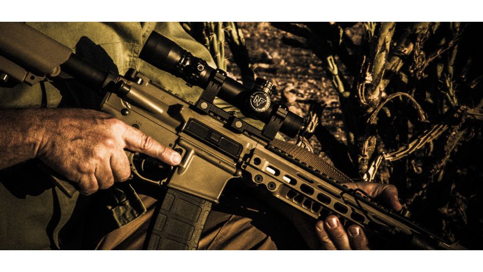 NightForce NXS Compact Rifle Scope, 1-4x24mm, .250 MOA FC-2 Illuminated Reticle C122