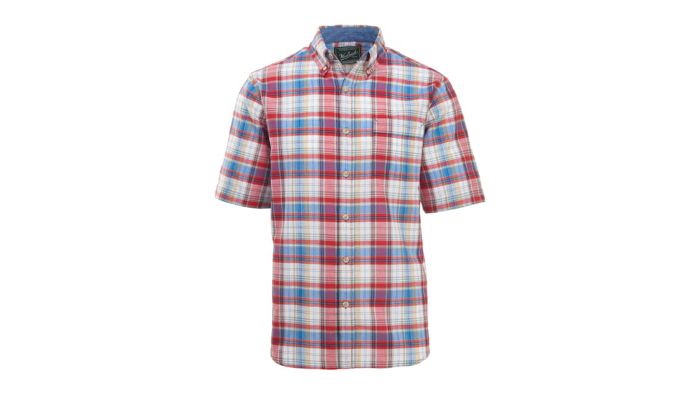 Demo,Woolrich Men's Timberline Short-Sleeve Classic Shirt, Old Red Tartan, L, 6161-ODT-DEMO