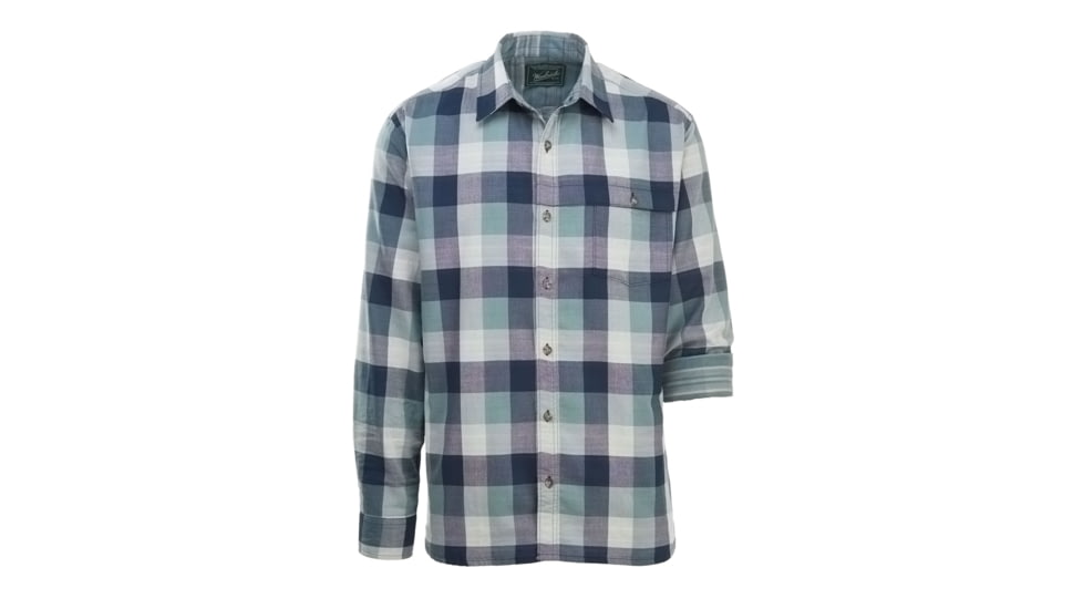Demo,Woolrich Men's Weekend Double Weave Long Sleeve Shirt, Deep Indigo Buffalo, L, 6178-DIB-DEMO