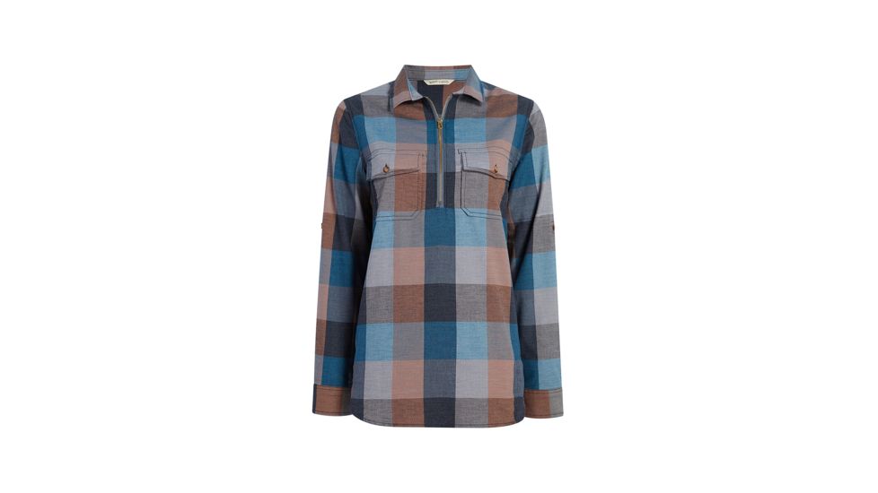 Demo,Woolrich Womens Any Point Convertible Flannel Shirt, Mountain Blue Multi, M, 2216-MTU-DEMO