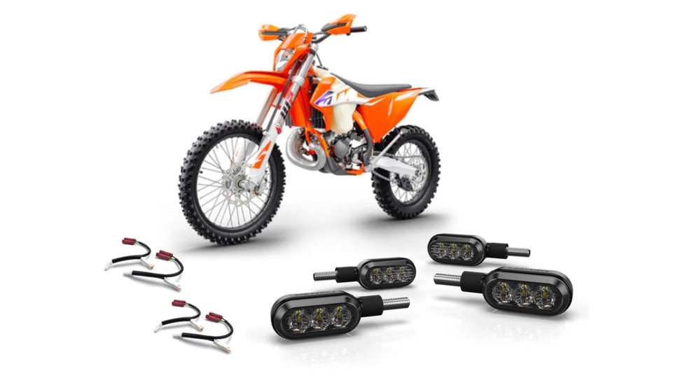 Denali Electronics T3 Front &amp; Rear Turn Signal Bundle for KTM EXC, Black, One Size, t3-front-r-turnb-ktm-ex