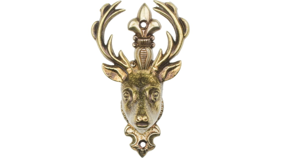Denix Deer Head Hanger Brass, Set Of Two, Antique Brass Finish, Metal Construction, DX5001