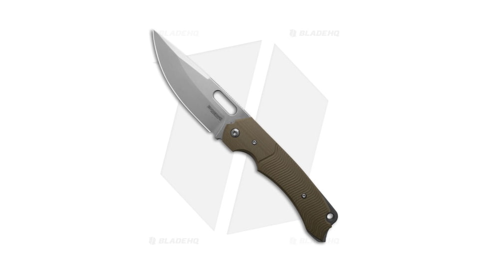 Dervish Knives Navajo EDC Midtech Folding Knife, 4.25in, CPM MagnaCut, Drop Point Blade, G-10, OD Green Handle, OD Green/Gray, 9.375 inch, BHQ-202912