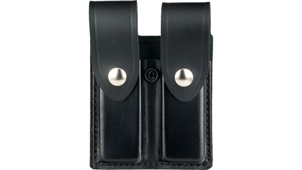 DeSantis Black - Plain - Double Mag Pouch - Nickel Snap U41BJEEZ1