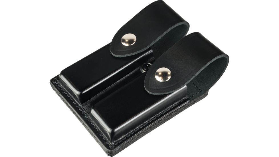 DeSantis Black - Plain - Double Mag Pouch - Nickel Snap U41BJEEZ1