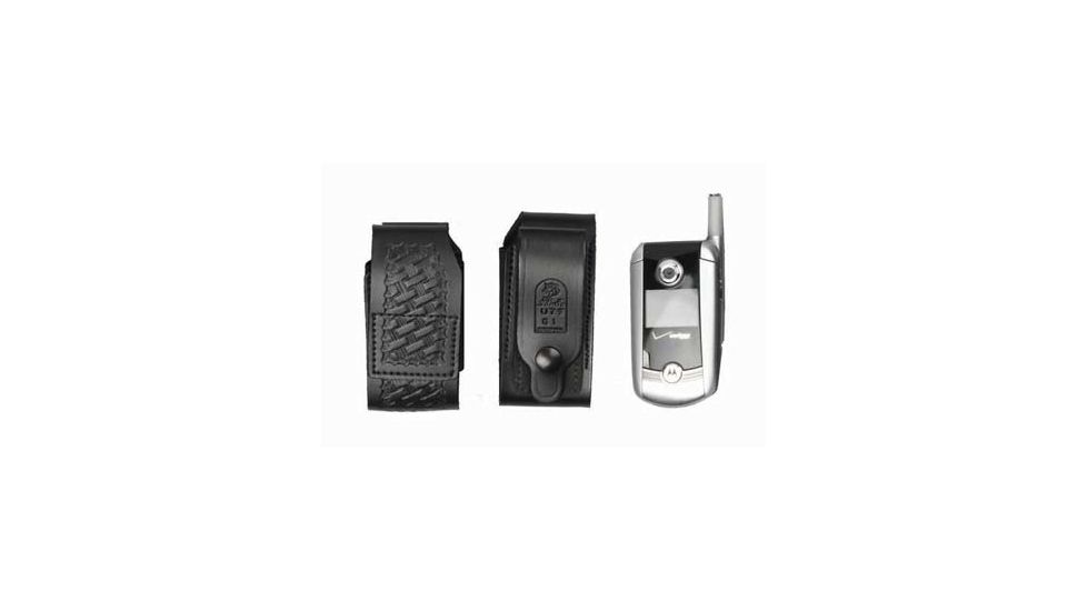 DeSantis Black - Plain - Leather Duty Cellphone Holster U77BJ12Z4