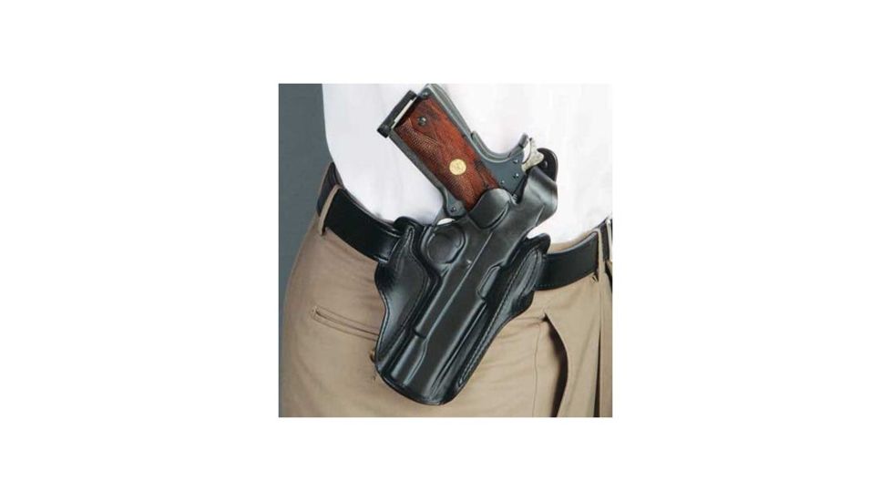 DeSantis Cocked &amp; Locked Thumb Break Scabbard Belt Holster, 1911 5in w/ Crimson Trace CRM201, Right Hand, Plain, Black, 1CLBAW6Z0