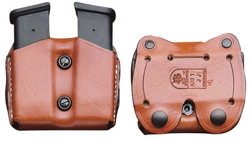 DeSantis Double Magazine Leather Pouch, Long Single Stack 10mm/45cal, S&amp;W M&amp;P Shield, Ambidextrous, Plain, Tan, A01TJLLZ0