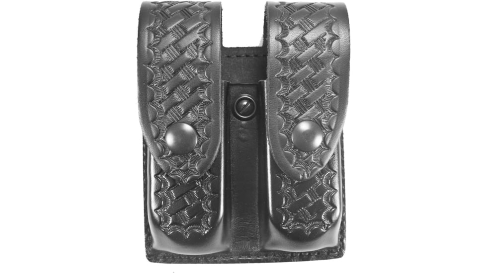 DeSantis Double Magazine Pouches, Beretta 92M, 96M, H&amp;K P7M8, SIG P225, S&amp;W 539, 639, 39-04, 39-06, 909, Snap Closure, Ambidextrous, Basketweave, Black, U41BLEEZ3