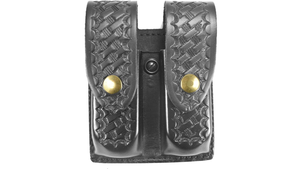 DeSantis Double Magazine Pouches, Glock 20, 21, 21SF, H&amp;K USP 45, Brass Snap Closure, Ambidextrous, Basketweave, Black, U41BLNNZ2