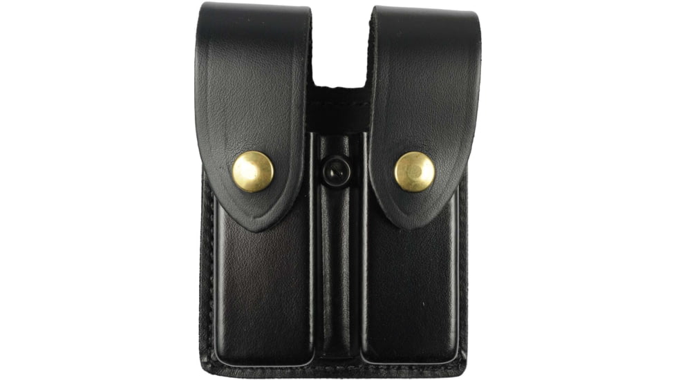 DeSantis Double Magazine Pouches, Glock 17, 22, 37, H&amp;K USP 9/40, Para P13, P14, Brass Snap Closure, Ambidextrous, Plain, Black, U41BJJJZ2